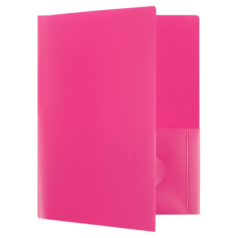 JAM PAPER Heavy Duty Plastic 2 Pocket Extra Tough School Folders - Fuchsia Hot Pink - 6/Pack - Image 5